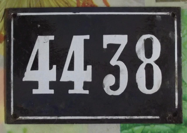 Grande Old Black French House Number 4438 Door Gate da Parete Piatto D Metallo+