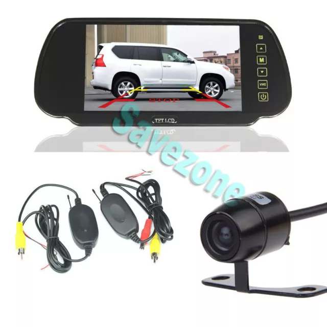 Mini Wireless Car Rear View Kit Reversing Camera + 7" TFT LCD Mirror Monitor