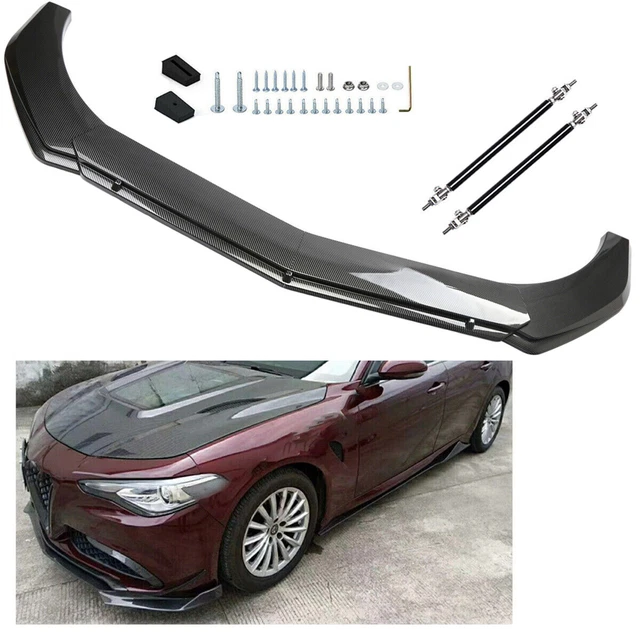 FRONT BUMPER LIP Spoiler For Alfa Romeo Giulia Splitter+Strut Rods