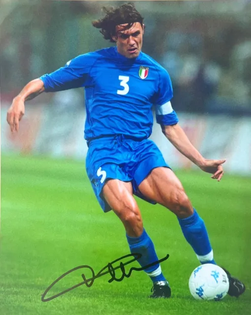 Football - Paolo Maldini Signed 10x8 Pre-Print Italy Euro 2000 Photo / AC Milan