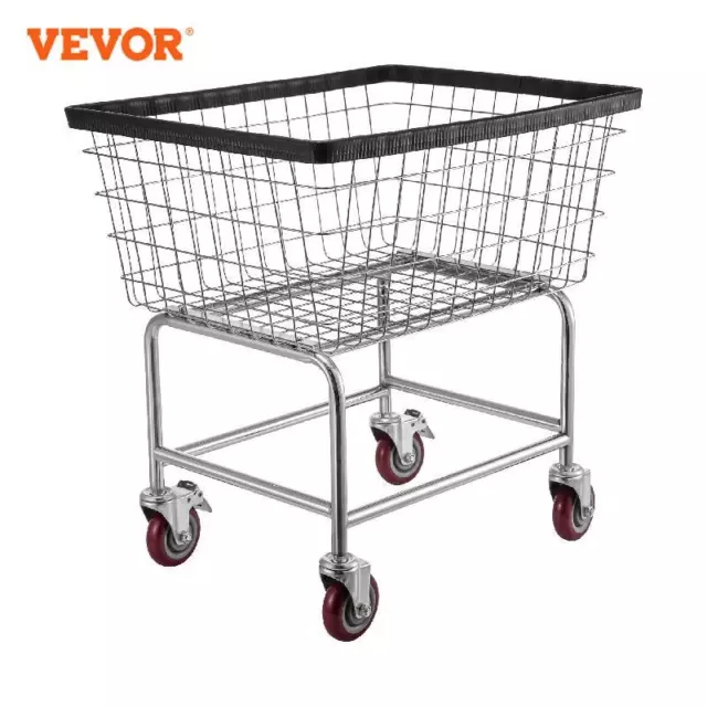 Wire Laundry Cart Laundry Basket 2.5 / 4.5 Bushel Heavy Duty with 4Inch Wheels