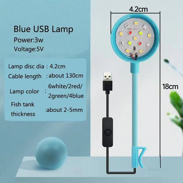 3W 5V USB Aquarium Light LED Waterproof Fish Tank Lighting Underwater Fish Lamp