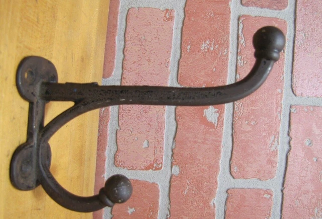 Old Cast Iron Hook Hanger Bracket Architectural Hardware ball ends flat edge