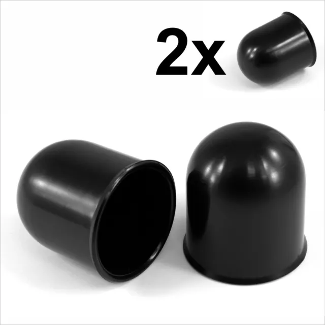 2x 50mm Black Tow Ball bar Cover Cap Towing Car Caravan Trailer Towball hitch 2