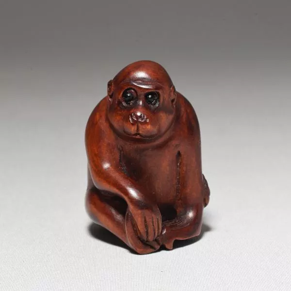 Netsuke Monkey Tsuge Wood Carving Wooden Sculpture0 from Japan