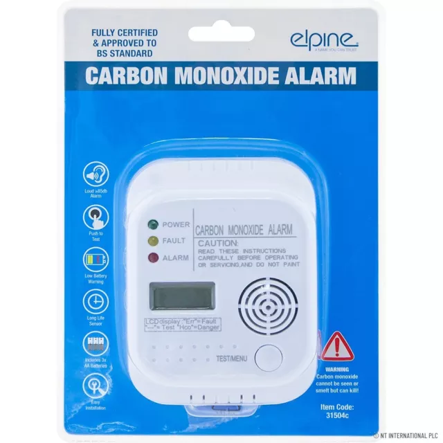 Digital Carbon Monoxide (Co) Detector Alarm Battery Powered Stove Coal Uk New