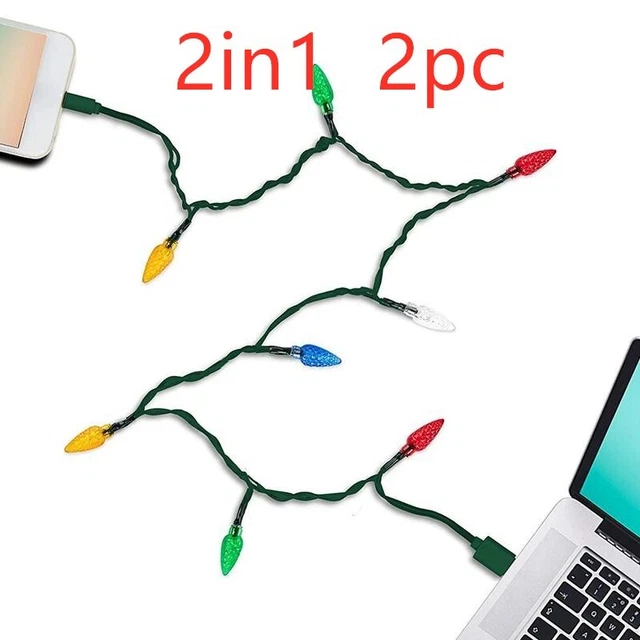 Merry Christmas Light Led Usb Charging Cable Charger Cord With LED Lights For Ro