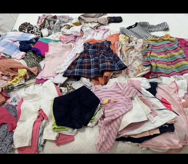 Bulk Girls USED clothing, Size 0 or 6m-12m, over 80 items