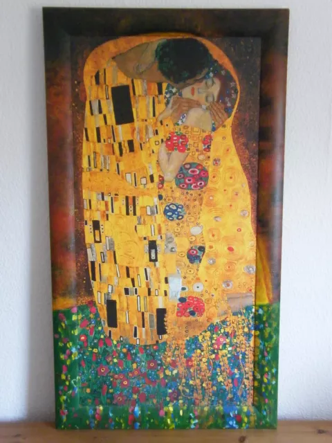 Der Kuss  61 x 112 Gustav Klimt Holzrahmen handgemalt?