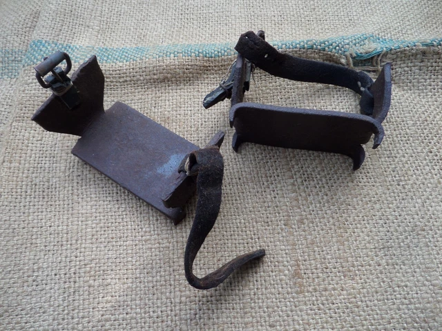 Antique Wrought Iron Horse Stirrups 19Th Century Blacksmith Hand Forged