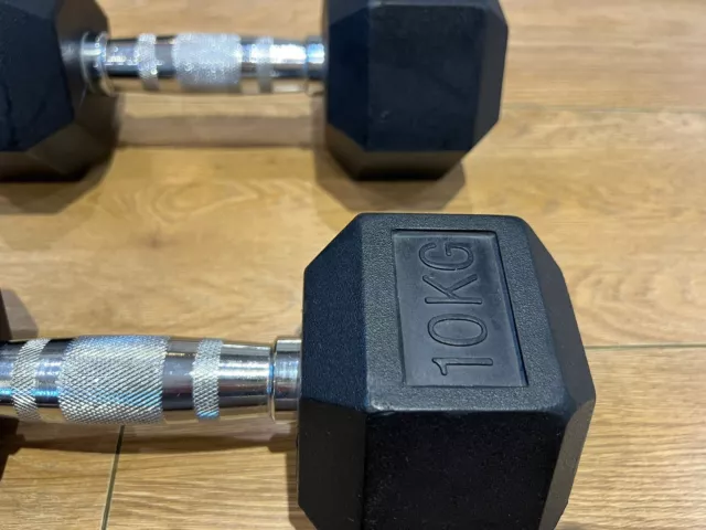 2x10kg Hex Dumbells - Black