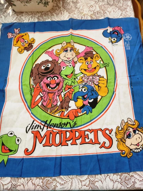 2 Jim Henson's MUPPETS 22" x 22" Printed Bandana -Vtg 1988 Miss PIggy & Friends