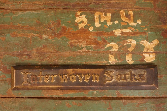 Antique 1920's Cast Bronze Inter Woven Socks Advertising Store Display Sign 12"