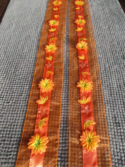 Deko 2 x Dekoband Tisch Tischläufer Christsterne orange  Weihnachten Wandhänger