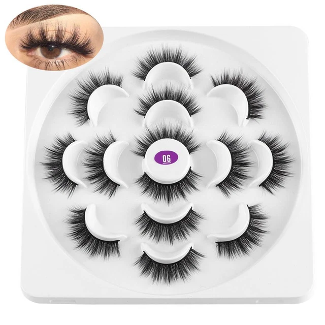 Extensión natural de pestañas postizas largas pestañas cruz gruesa 6D cabello visón sintético