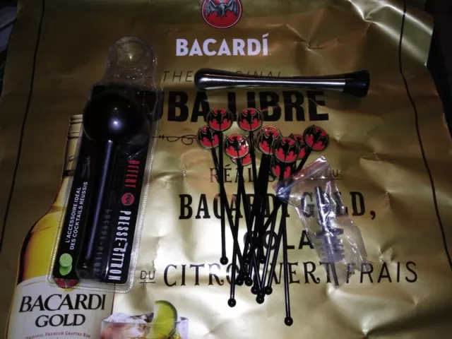 Kit bacardi Lot cocktail Presse citron pilon bec rhum mojito aluminium no ricard