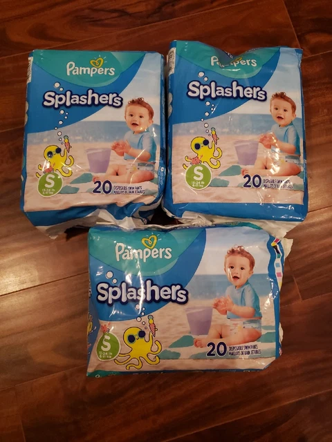 3-Pampers Splashers Small Disposable Swim Pants 13-24 lb Baby 20 Per Package