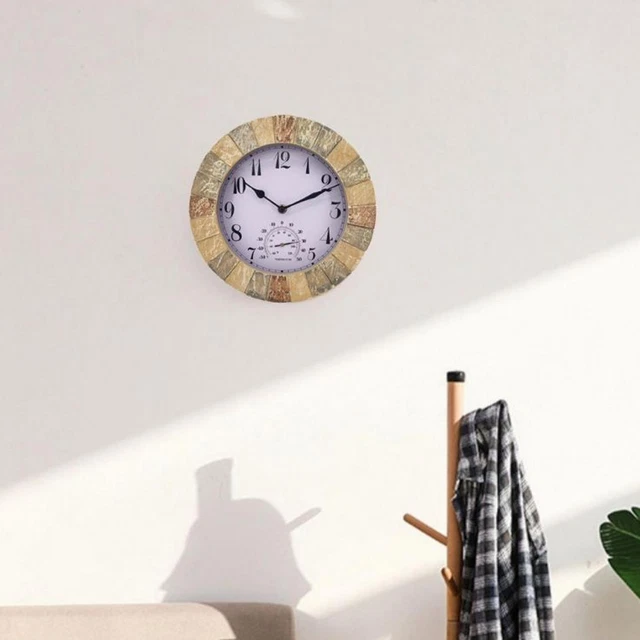 Horloge Murale Extérieure Étanche - Affichage Température Et Humidité - Design Moderne - Silencieuse