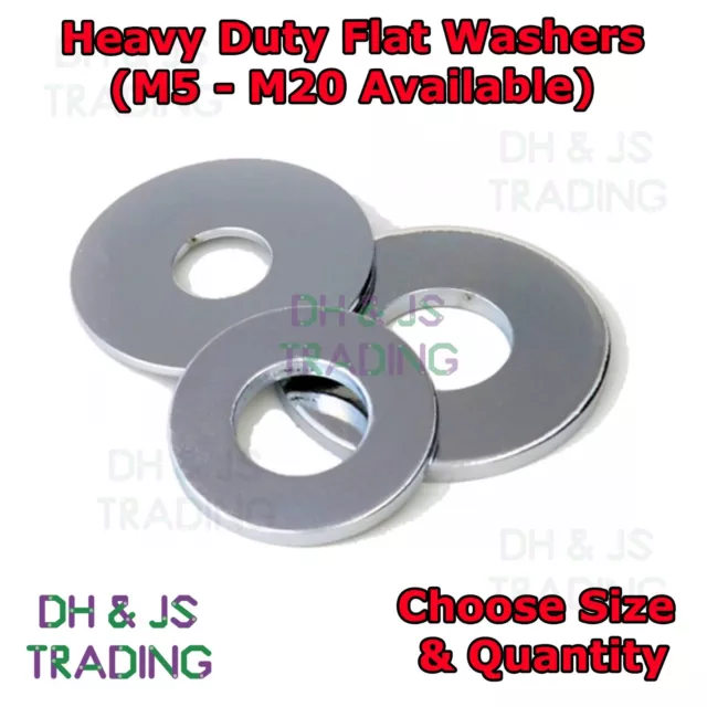 Metric Flat Washers - Heavy Duty Zinc Washer M5 M6 M8 M10 M12 M14 M16 M20 (BZP)