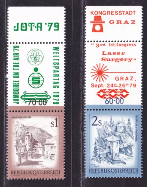 Ö.1979 ANK.Nr.:38-39 mit Allongen-Werbezudruck"BSV Graz"2 Werte pf**