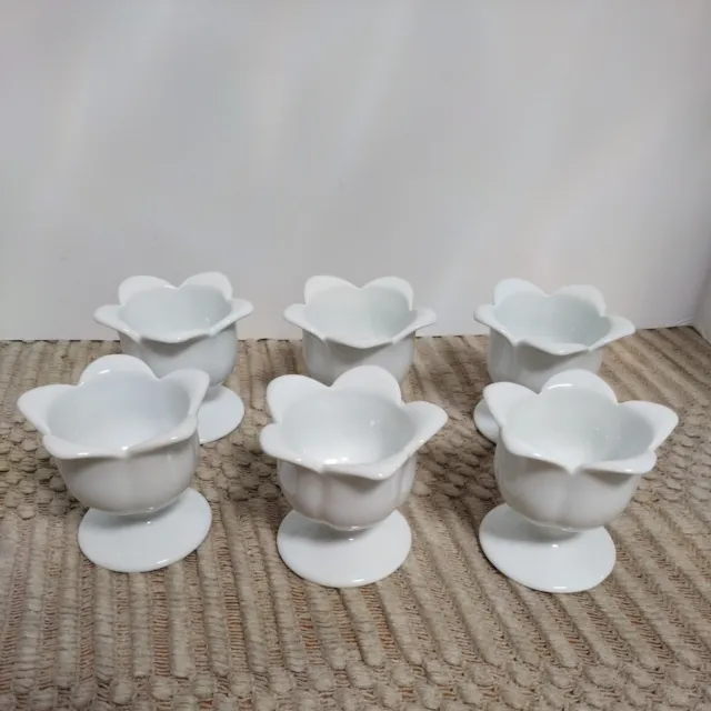 Xcell White Porcelain Lotus Flower Dessert /Fruit Cup/Bowl. Set Of Six