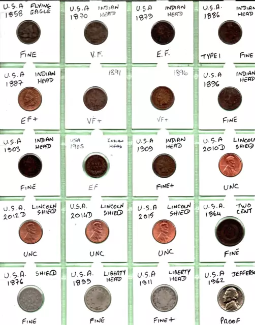 United States America Job Lot Of Twenty Genuine 1858/2015 Mixed Coins (Cn-885)