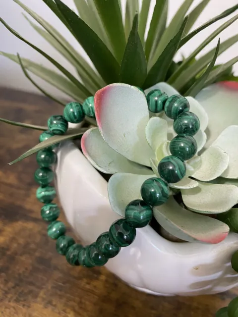 Genuine Malachite 6MM Round Bead Bracelet Healing Chakra Balance Women Gifts