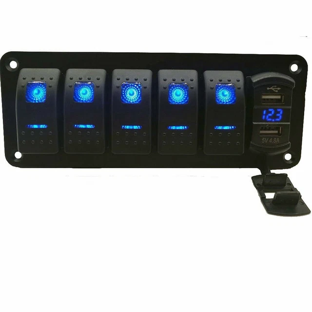 Custom 4wd Switch Panel 50amp NO Rocker Switch. *UV Stable* USB