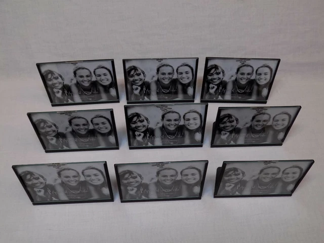 9 NEW 5 x 3.5" Black Frame Standing LOT Set Glass Nameplates Matching Decor ETC