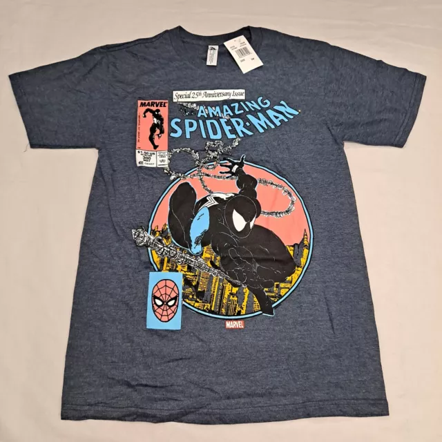 Marvel The Amazing Spider-Man Mens 25th Anniversary Issue Cover Art T-Shirt Gray