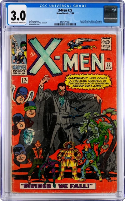 '60s THE X-MEN #22 CGC 3.0 G/VG Vol. 1, 1966 Off-White / White Pages 1st COLOSSO