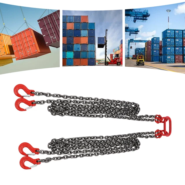 5/16" 5T Lifting Chain Sling 4-Leg Self-locking Hooks Hoist Lifting Moving Tool