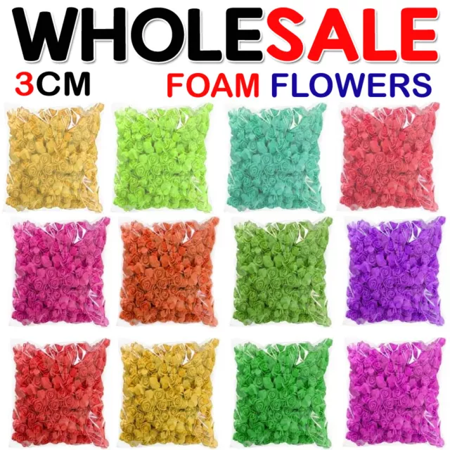 500 Foam Mini Roses WHOLESALE Heads Buds Small Flowers Wedding Home Party UK