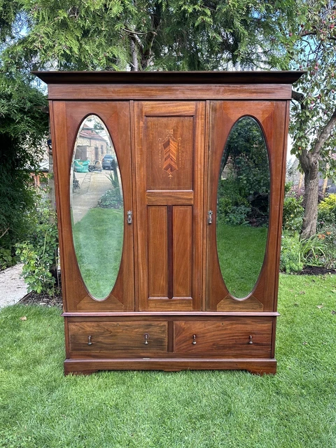 Antique Edwardian Mahogany Double/Triple Wardrobe 3