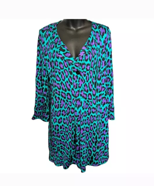 Diane Von F urstenberg DVF Vintage Silk Leopard Print Dress Size 10