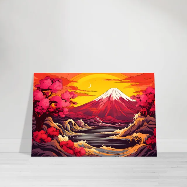 Acrylglasbild Leinwand Landschaft Pop Art Wandbild Bunt Bild Berg Sonne Natur