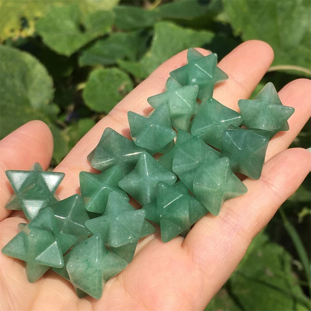 10pcs Natural Aventurine Merkaba Star Carved Crystal Skull Reiki Point Healing