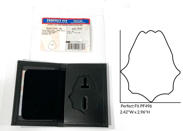 PERFECT FIT 100-D2 BOOK STYLE DRESS LEATHER BADGE & ID CASE SHIELD w/ EAGLE B96