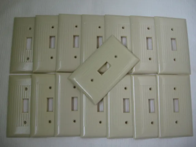 vintage SIERRA ribbed IVORY bakelite single switch cover wall plates = 1 to 15