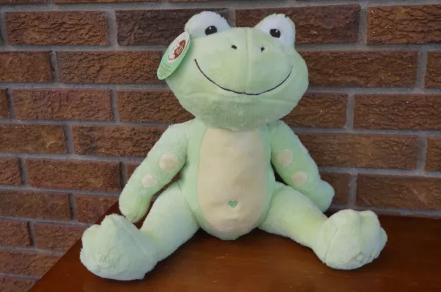 PLUSH PB Piccolo BAMBINO STUFFED Animal Sitting Green Yellow FROG Heart 13" Doll