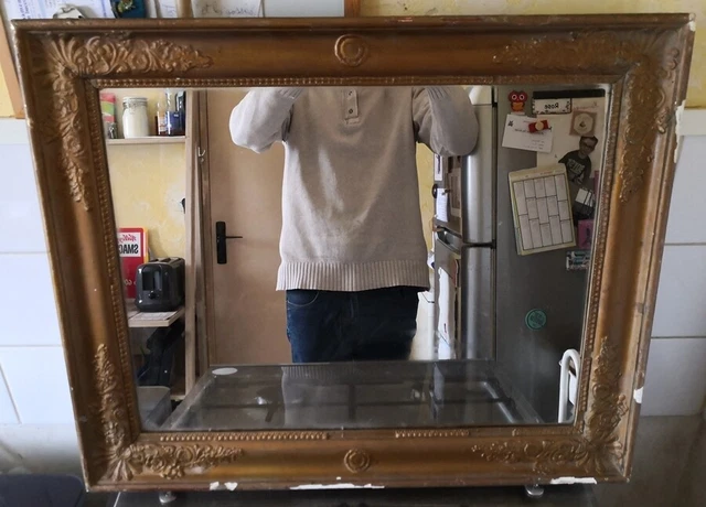 ANTIQUE 19TH EMPIRE GOLDEN ICE MIRROR or LARGE WOODEN FRAME - Antique Frame 2