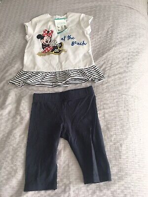 DISNEY Minnie Mouse T Shirt e Leggings Set. Taglia 86cm (18 mesi). NUOVO con etichetta