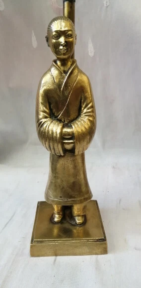 Lampara Vintage De Bronce Laton O Sim. Figura De Chino O Sim. 2