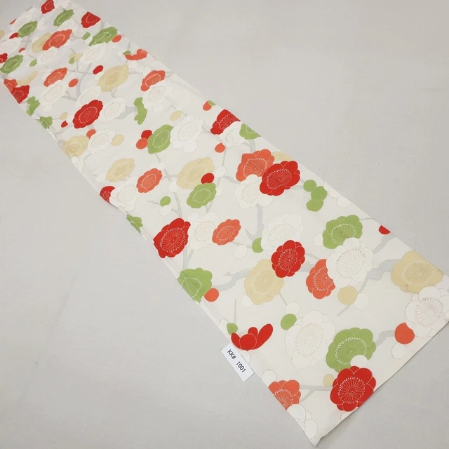 KK1001B1 Silk Kimono Fabric Vintage Plum blossom Rinzu 61.0x12.6in(155x32cm)