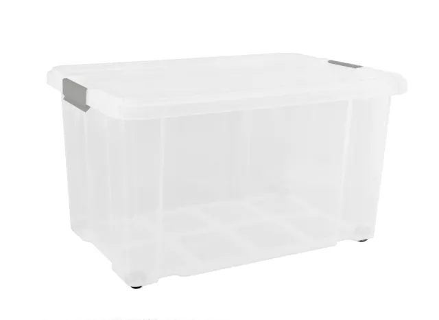 Aufbewahrungsbox groß mit Deckel Rollen Transparent Kunststoff Kiste Behälter XL