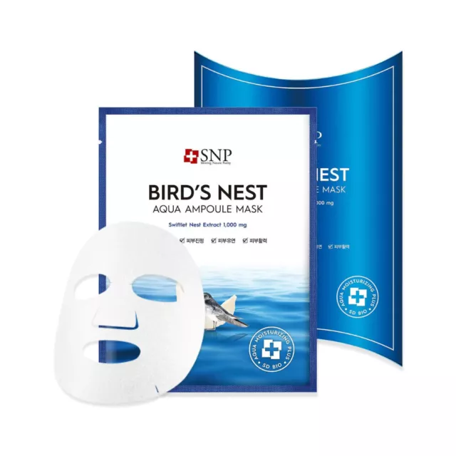 SNP Bird's Nest Aqua Ampoule Mask, Moisturizing & Relieving Irritated Skin, Kbea