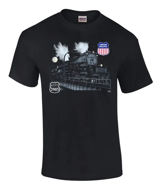 Union Pacific Challenger 3985 Train Night Glows In dark Railroad T-Shirt [3985]