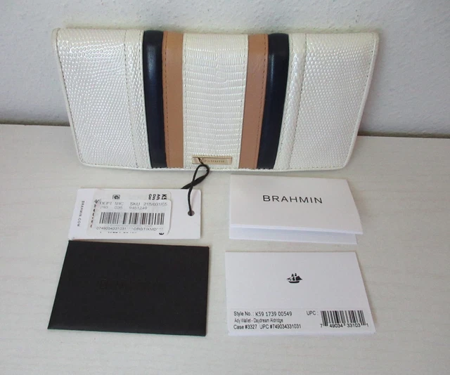 Brahmin Ady  Daydream Aldridge Lizard Embossed Leather Wallet Clutch White EUC