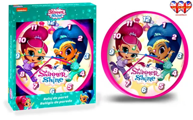 Reloj de pared para niños, reloj de pared Shimmer & Shine, con licencia oficial, marca