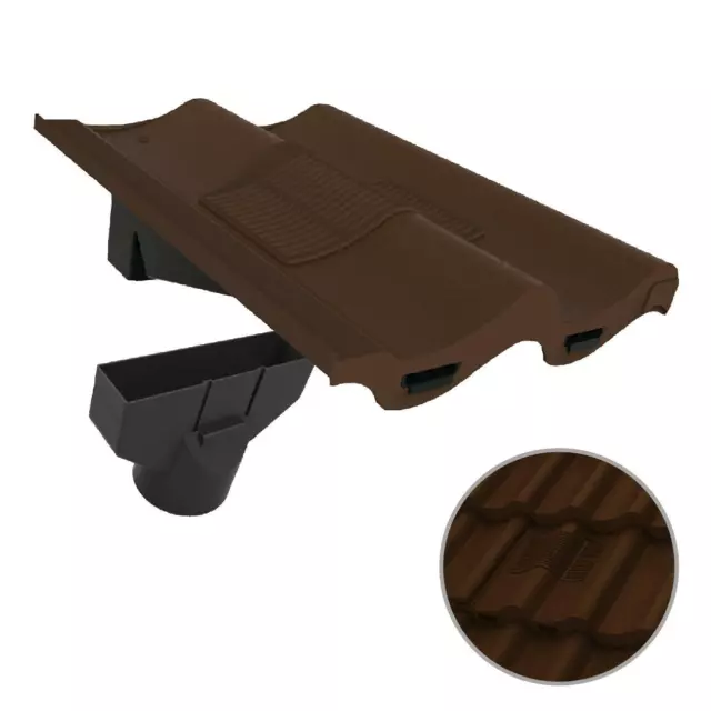 Dark Brown Double Pantile Roof Tile Vent & Adapter, Marley Redland Sandtoft